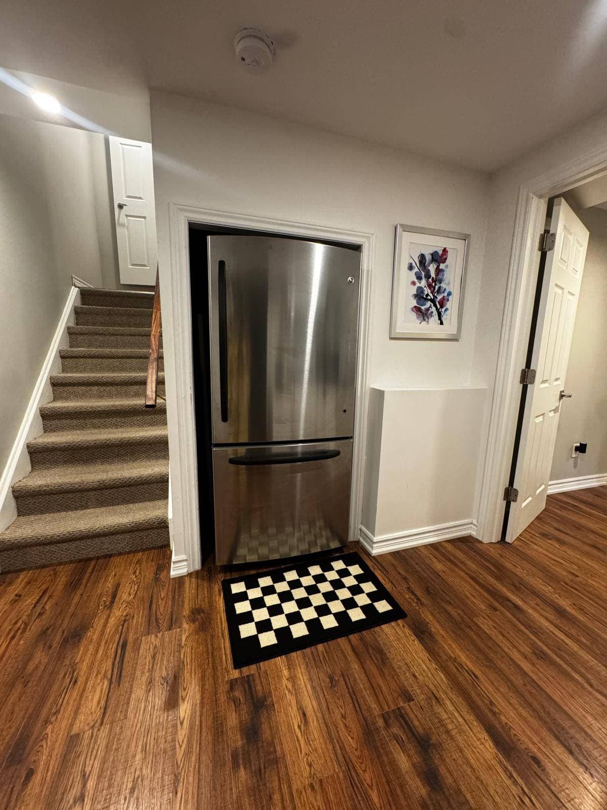 Modern Kitchen with Stainless Steel Refrigerator at 4 Edison Way, Whitby, ON – 2 Bedroom Basement Apartment, a 2 bedroom rental in 4 Edison Way, Whitby, ON, listed for $1,600 per month