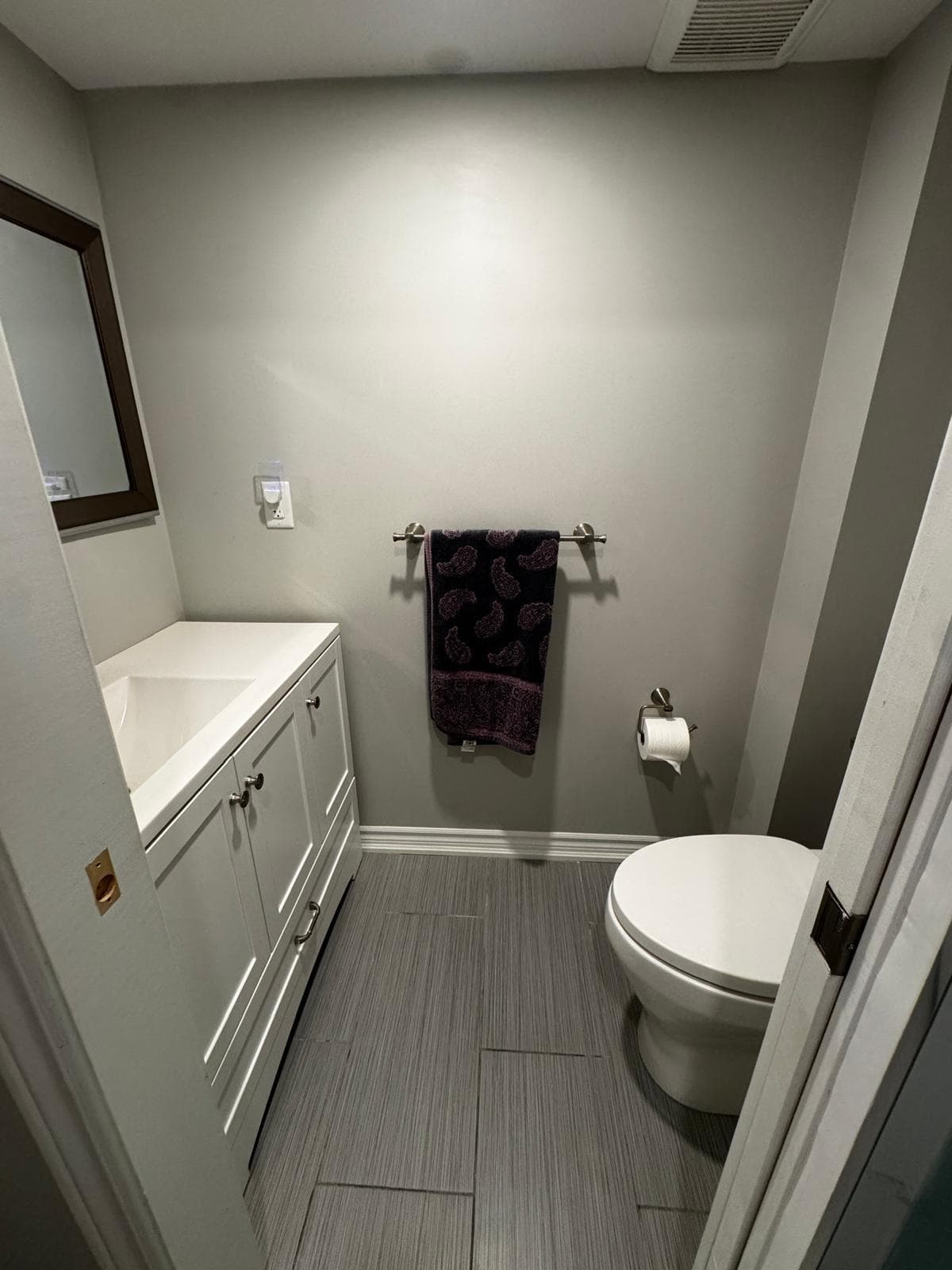Modern Bathroom with Vanity and Toilet at 4 Edison Way, Whitby, ON – 2 Bedroom Basement Apartment, a 2 bedroom rental in 4 Edison Way, Whitby, ON, listed for $1,600 per month