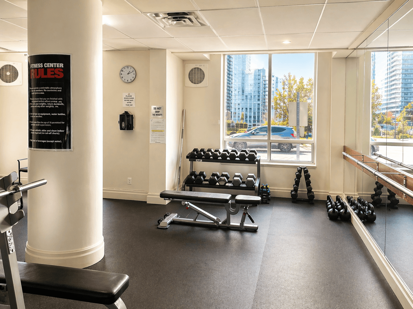 Fitness Center with Equipment at 1-Bedroom Condo in Prime Richmond Hill Location, a 1 bedroom rental in 39 Oneida Crescent, Richmond Hill, ON, listed for $2,075 per month