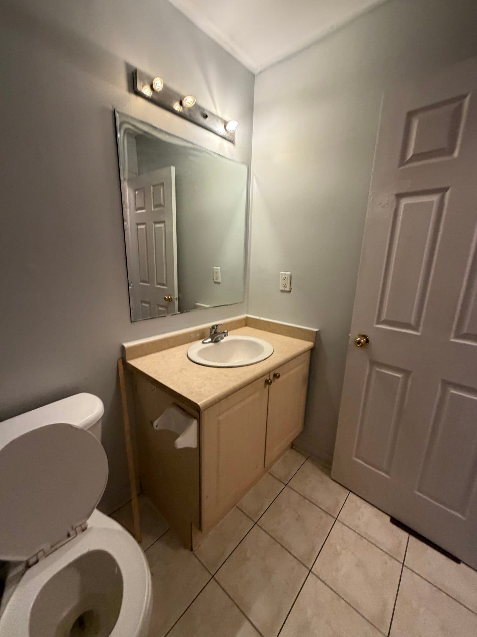 Compact Bathroom with Vanity and Mirror at Spacious 4 Bedroom Detached Home for Rent in Brampton – 85 Herdwick Street, a 4 bedroom rental in 85 Herdwick Street, Brampton, ON, listed for $3,250 per month