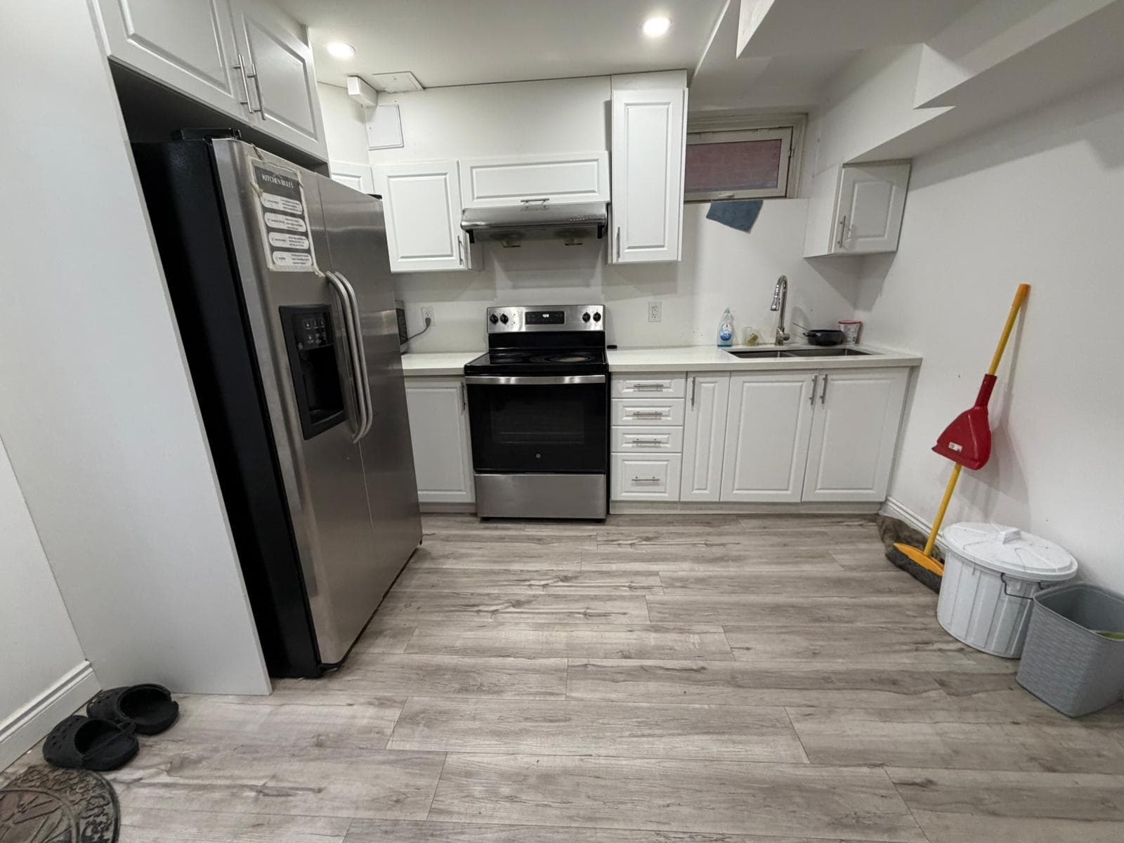 Modern Kitchen with Stainless Steel Appliances at Spacious Private Room in 4 Bed Basement., a 1 bedroom rental in 48 Maddybeth Crescent, Brampton, ON, listed for $850 per month