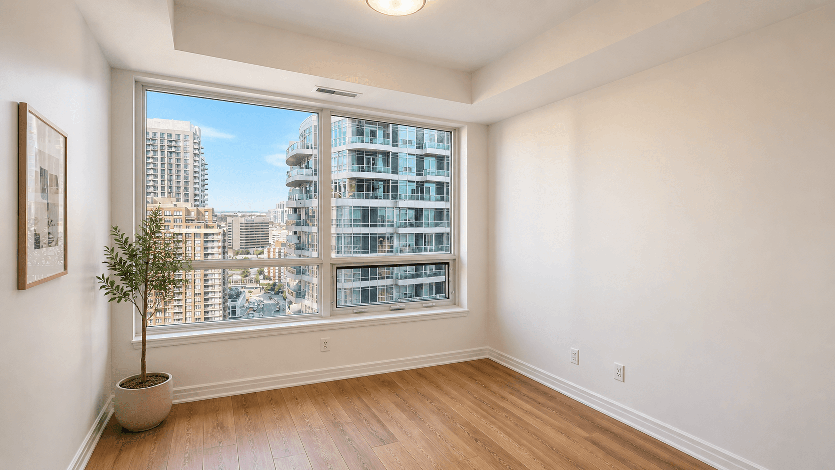 Bright Bedroom with City View at 30 Elm Dr E Unit 1901, Mississauga, ON – Condo Apartment, a 1 bedroom rental in 30 Elm Dr W, Mississauga, ON, listed for $1,200 per month