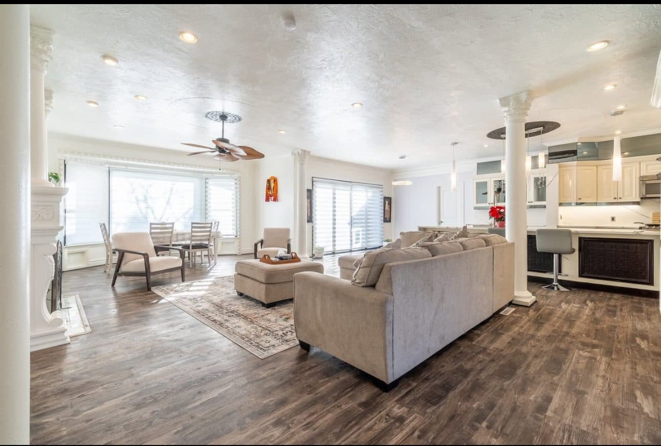 Spacious Living Room with Modern Finishes at Spacious 3-Bedroom Bungalow for Rent – 137 Commissioners Rd, London, a 3 bedroom rental in 137 Commissioners Road East, London, ON, listed for $3,400 per month