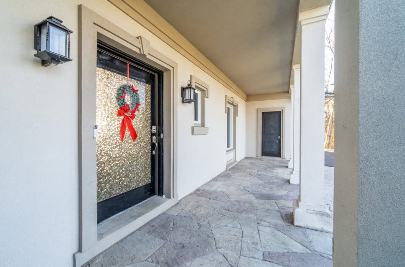Welcoming Entrance with Holiday Decor at Spacious 3-Bedroom Bungalow for Rent – 137 Commissioners Rd, London, a 3 bedroom rental in 137 Commissioners Road East, London, ON, listed for $3,400 per month