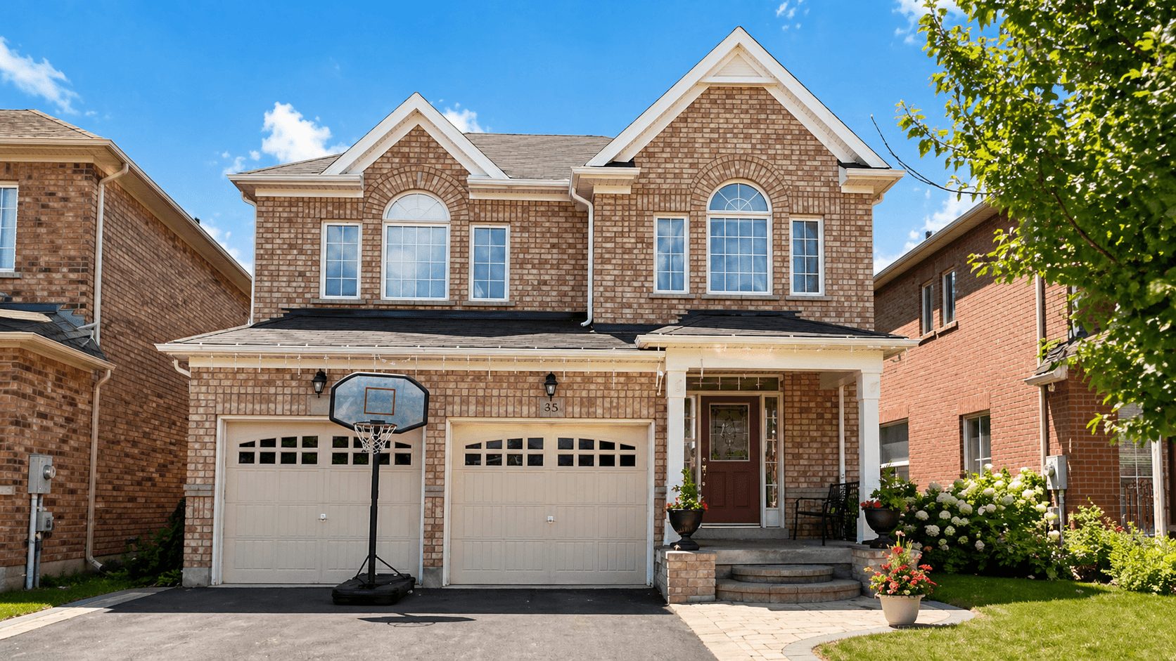 Front View of Brick House at 2 Bedroom Main Floor Unit in Northeast Ajax – 45 Thackery Drive, a 2 bedroom rental in 45 Thackery Drive, Ajax, ON, listed for $1,500 per month