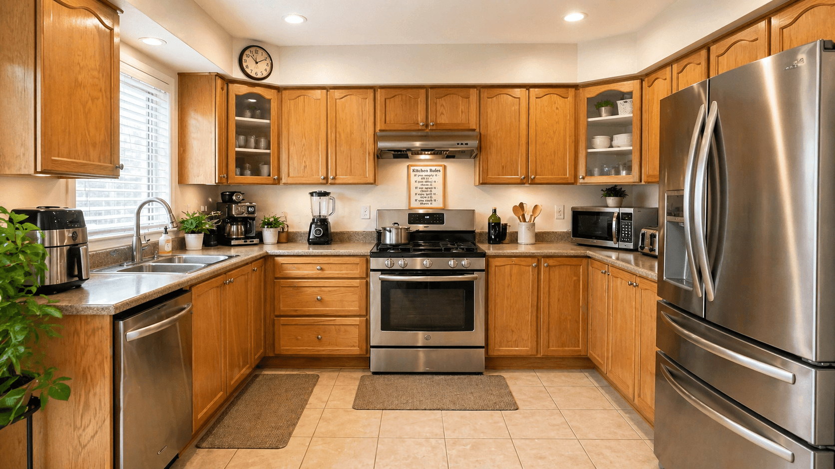 Modern Kitchen with Stainless Steel Appliances at 2 Bedroom Main Floor Unit in Northeast Ajax – 45 Thackery Drive, a 2 bedroom rental in 45 Thackery Drive, Ajax, ON, listed for $1,500 per month