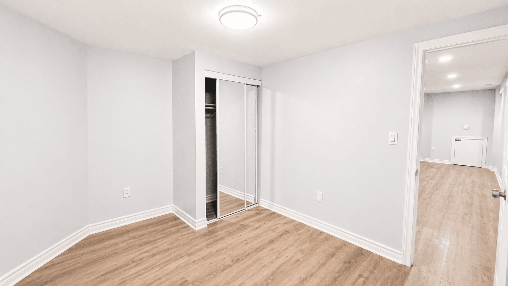 Secondary Bedroom with Closet at Spacious 2-Bedroom Basement Unit for Rent – 117 Hibbard Dr, Ajax, a 2 bedroom rental in 117 Hibbard Drive, Ajax, ON, listed for $1,900 per month