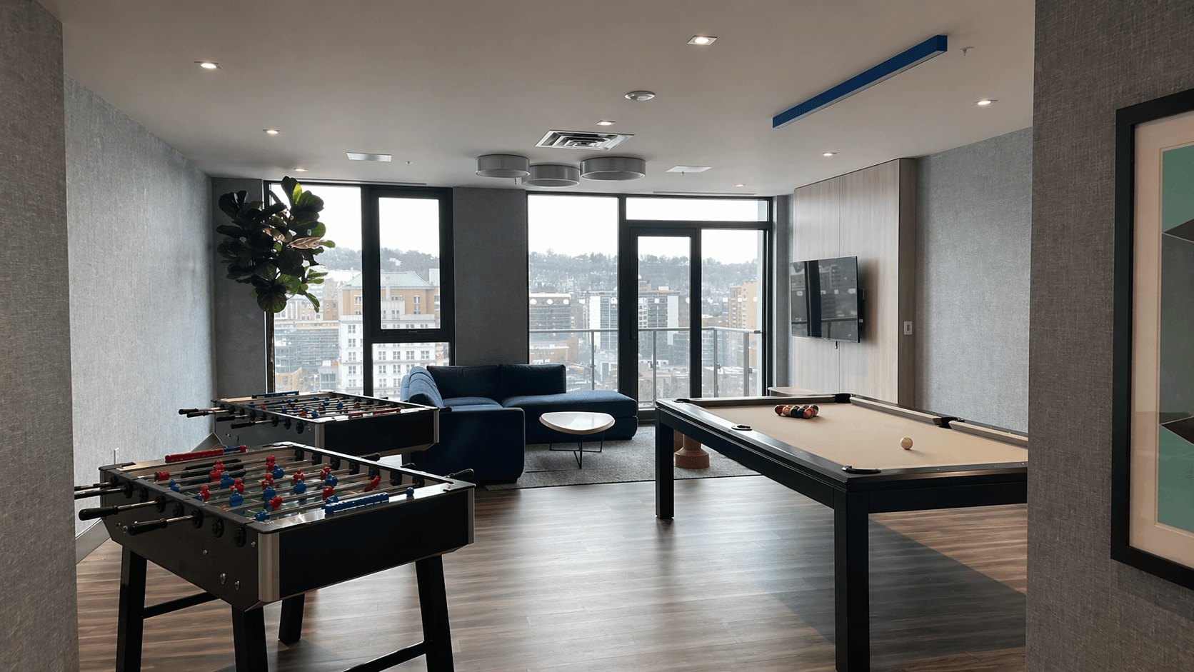 Recreational Room with Games and Views at Brand New 1-Bedroom Condo in Prime Hamilton Location, a 1 bedroom rental in 75 James Street South, Hamilton, ON, listed for $1,850 per month