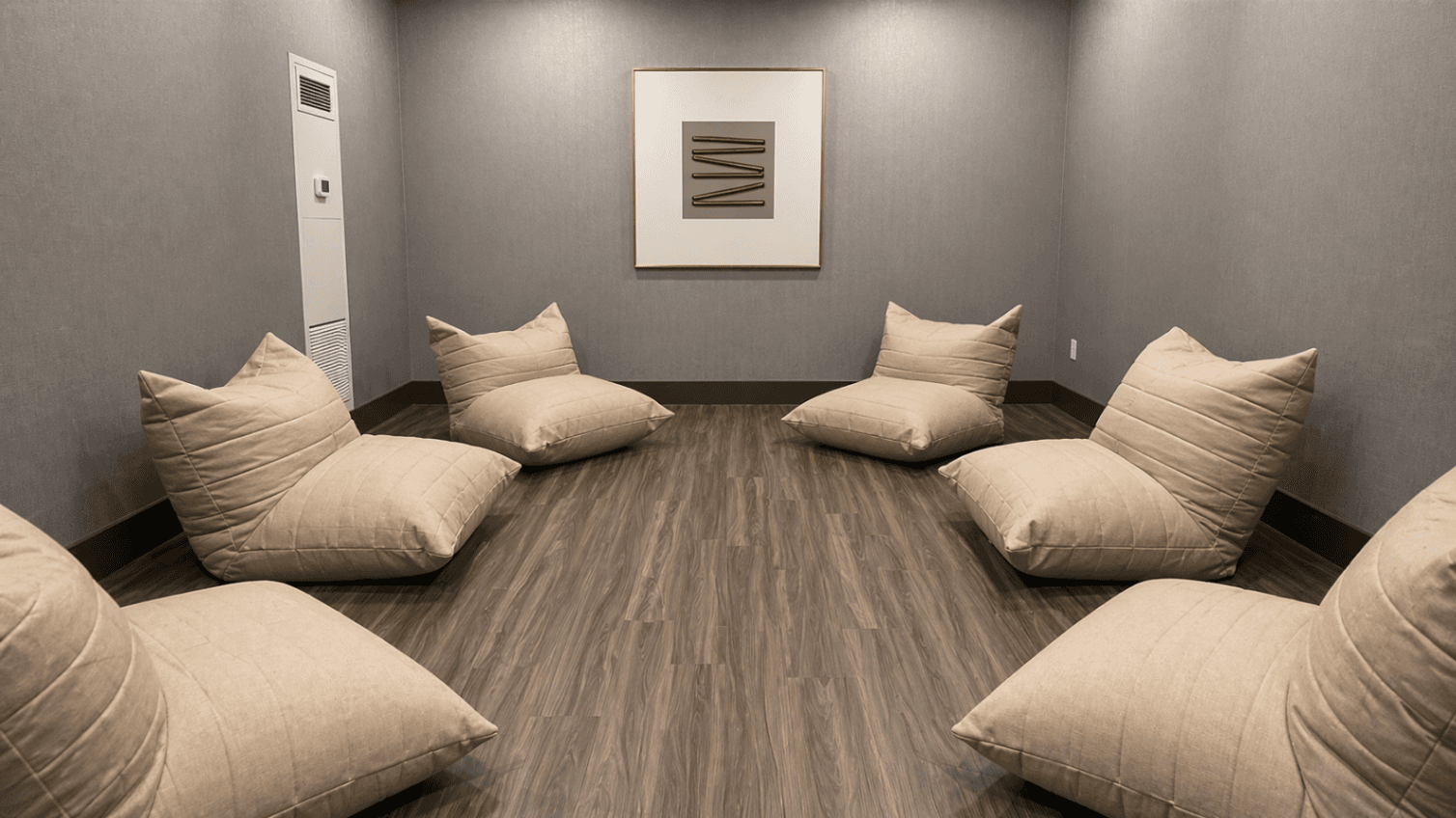 Relaxing Common Area with Cushions at Brand New 1-Bedroom Condo in Prime Hamilton Location, a 1 bedroom rental in 75 James Street South, Hamilton, ON, listed for $1,850 per month