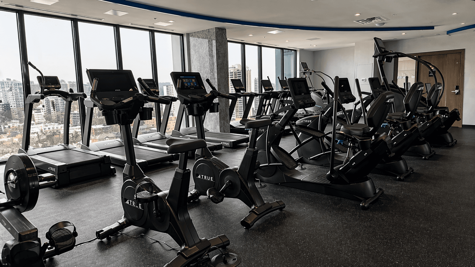 Fitness Center with Equipment at Brand New 1-Bedroom Condo in Prime Hamilton Location, a 1 bedroom rental in 75 James Street South, Hamilton, ON, listed for $1,850 per month