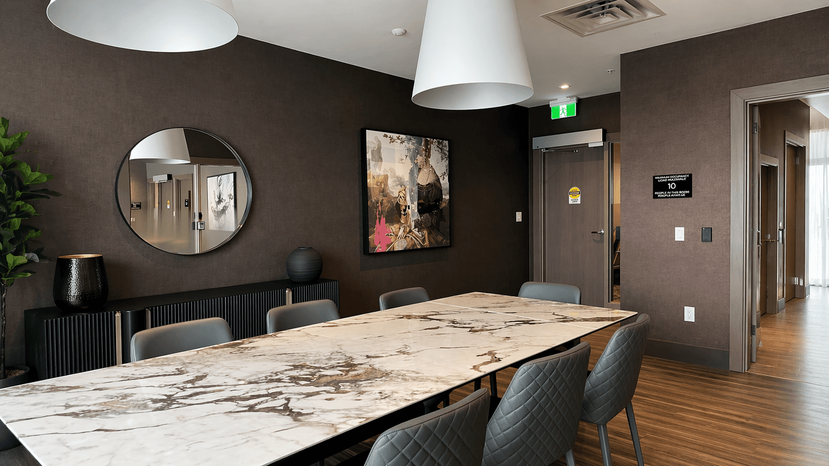 Elegant Dining Area with Modern Décor at Brand New 1-Bedroom Condo in Prime Hamilton Location, a 1 bedroom rental in 75 James Street South, Hamilton, ON, listed for $1,850 per month