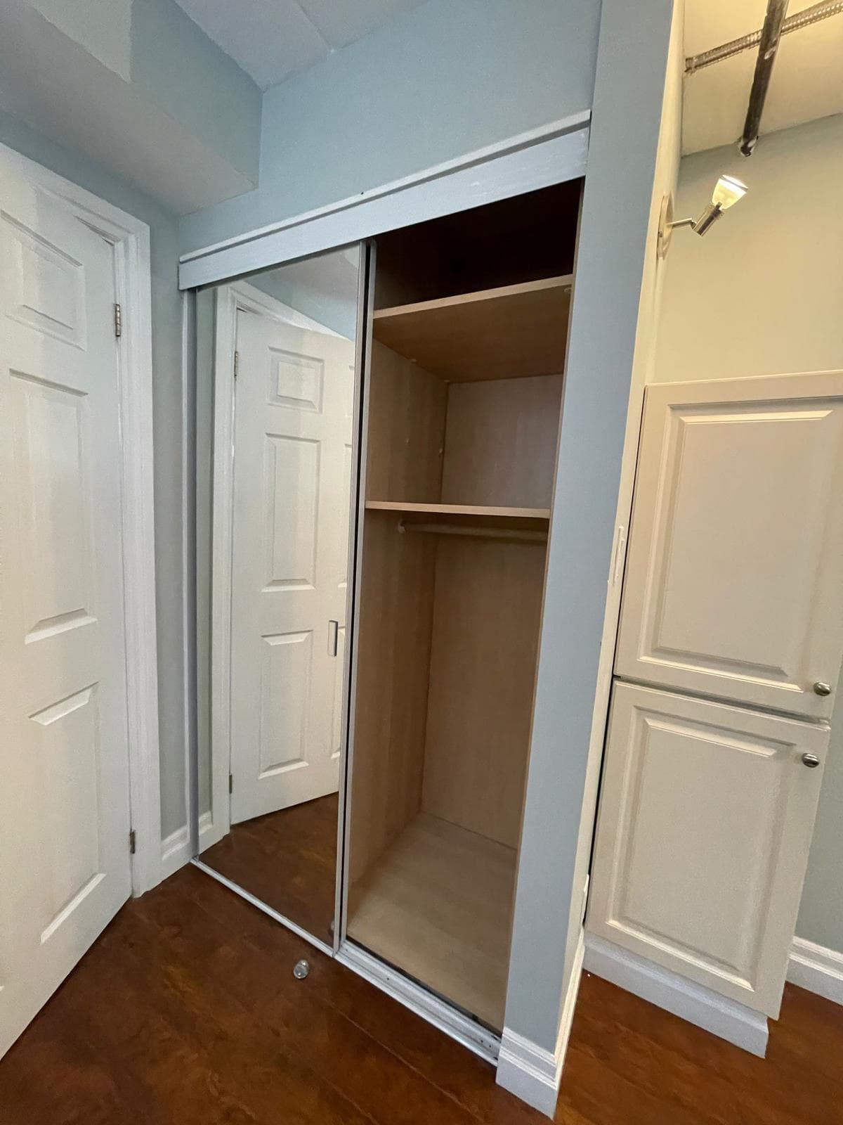 Interior closet space with mirrored doors at 1 Bedroom Townhouse in Oshawa for $1,200, a 1 bedroom rental in 2004 Horace Duncan Crescent, Oshawa, ON, listed for $1,200 per month