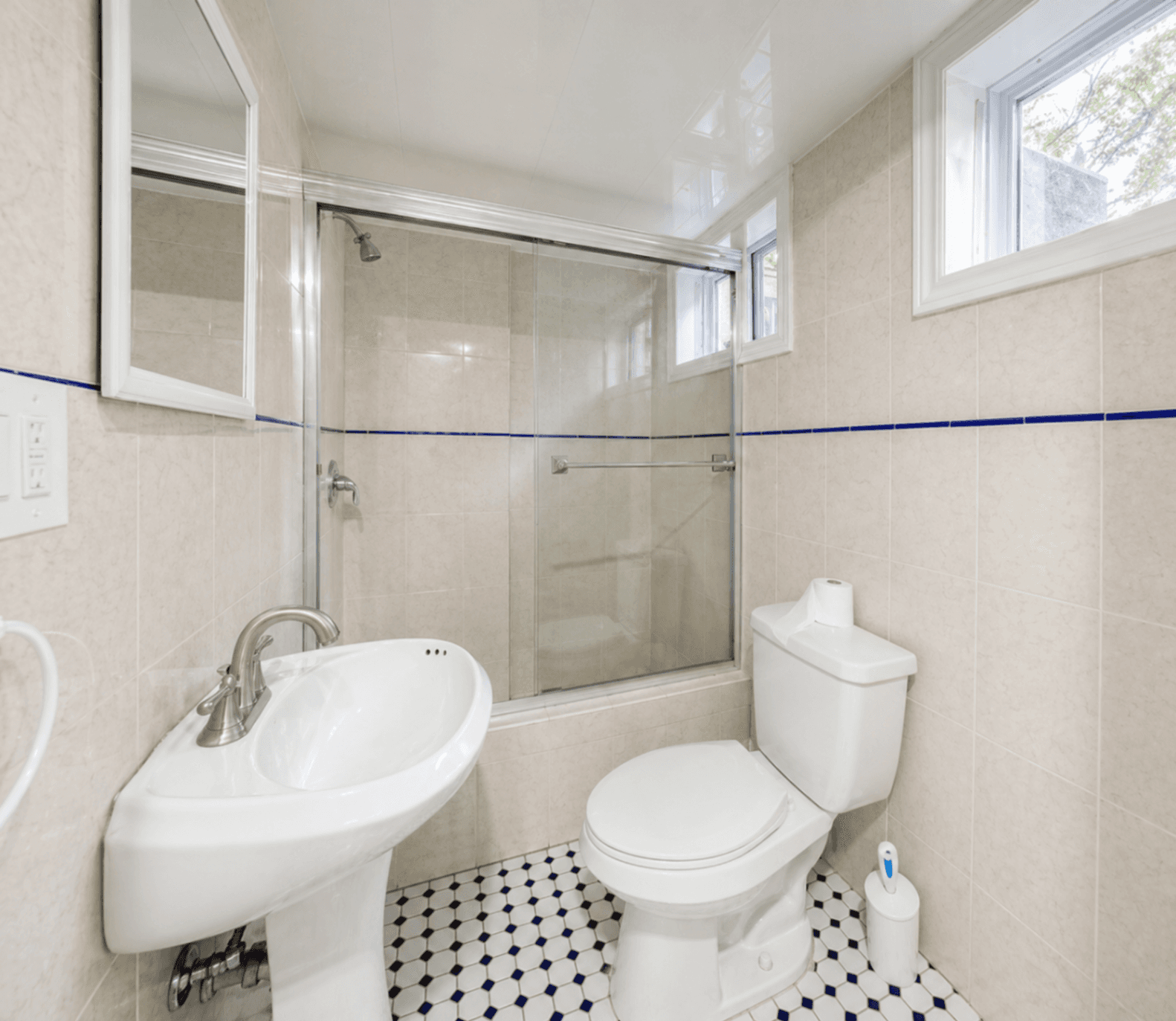 Modern Bathroom with Shower at 1-Bedroom Basement in Waterloo – Affordable & Private, a rental rental in 74 McDougall Road, Waterloo, ON, listed for $1,200 per month